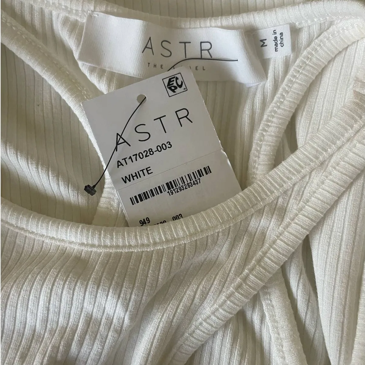 ASTR Women Tank Bodysuit M Ivory Cutouts Ribbed Flirty Y2k Neutral Festival NEW‎ - Image 2