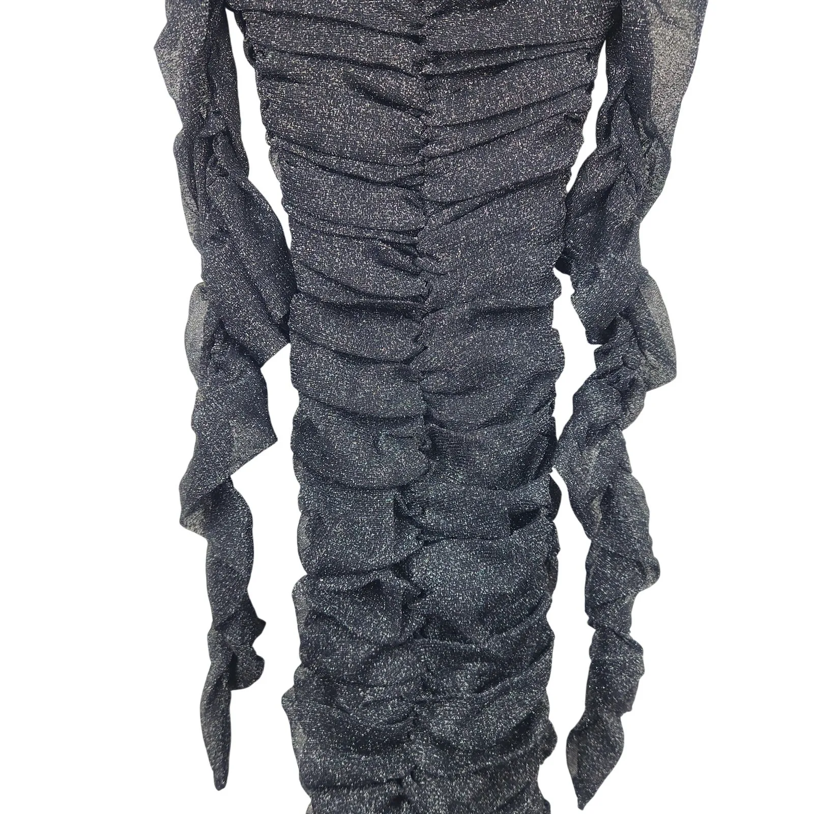 Jonathan Simkhai Standard Zinnia Ruched Midi Dress in Black Metallic Medium NWT - Image 4