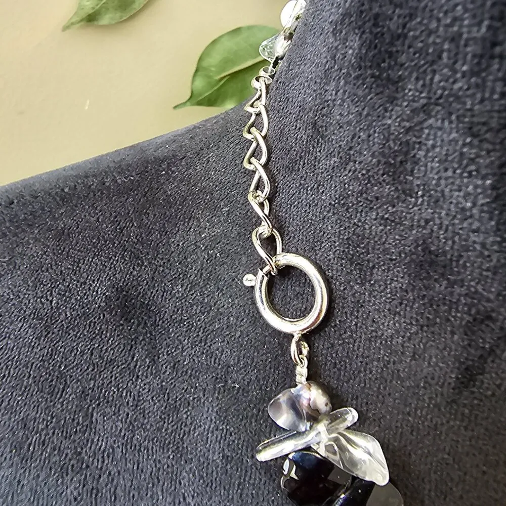 Vintage Women's Fashion Baroque Pearl & Swarovski Pearl Necklace with Lobster Black - Image 6