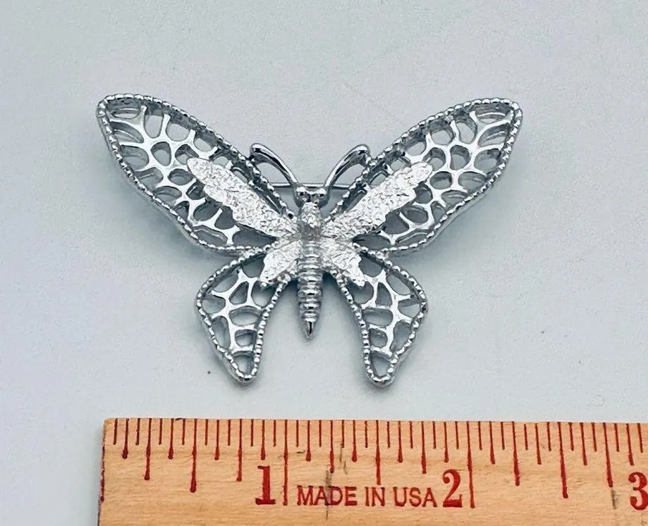 Vintage Sarah Coventry silver tone butterfly pin brooch - Image 5