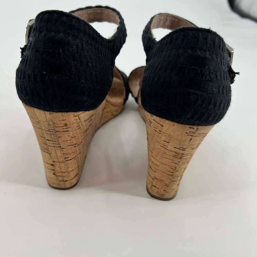 Tom’s Sienna Women's size 9 Criss Cross Espadrille Wedge buckle Sandals canvas - Image 4