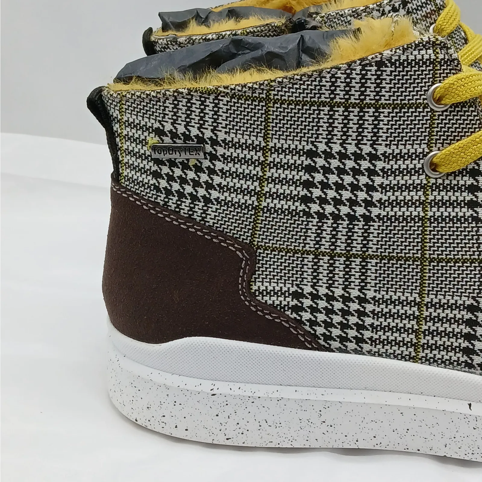 Josef Seibel Romika Sneaker Boots Women's 41(US 10.5) Houndstooth Plaid Preppy Brown - Image 7