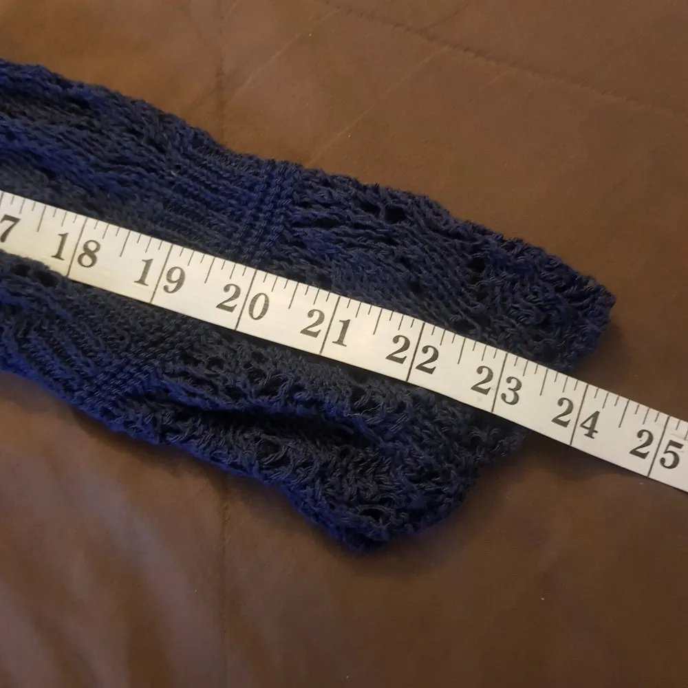 AC Signature Blue Sweater Cardigan Size Small Crochet OpenFront Knit Cropped NWT - Image 12