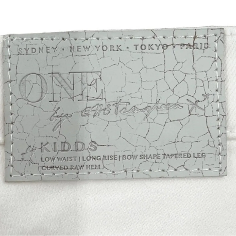 One Teaspoon Moleskin White Kidds Skinny Ankle Jeans Raw Hem Button Fly 23 NWT - Image 3