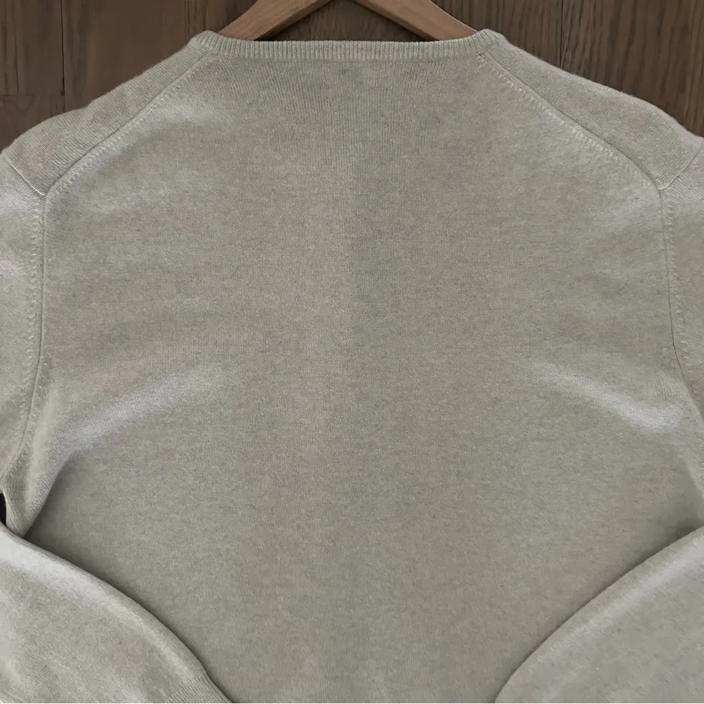 TSE 100% Cashmere Button Front Crew Neck Cardigan Sweater Heather Oatmeal Large - Image 10