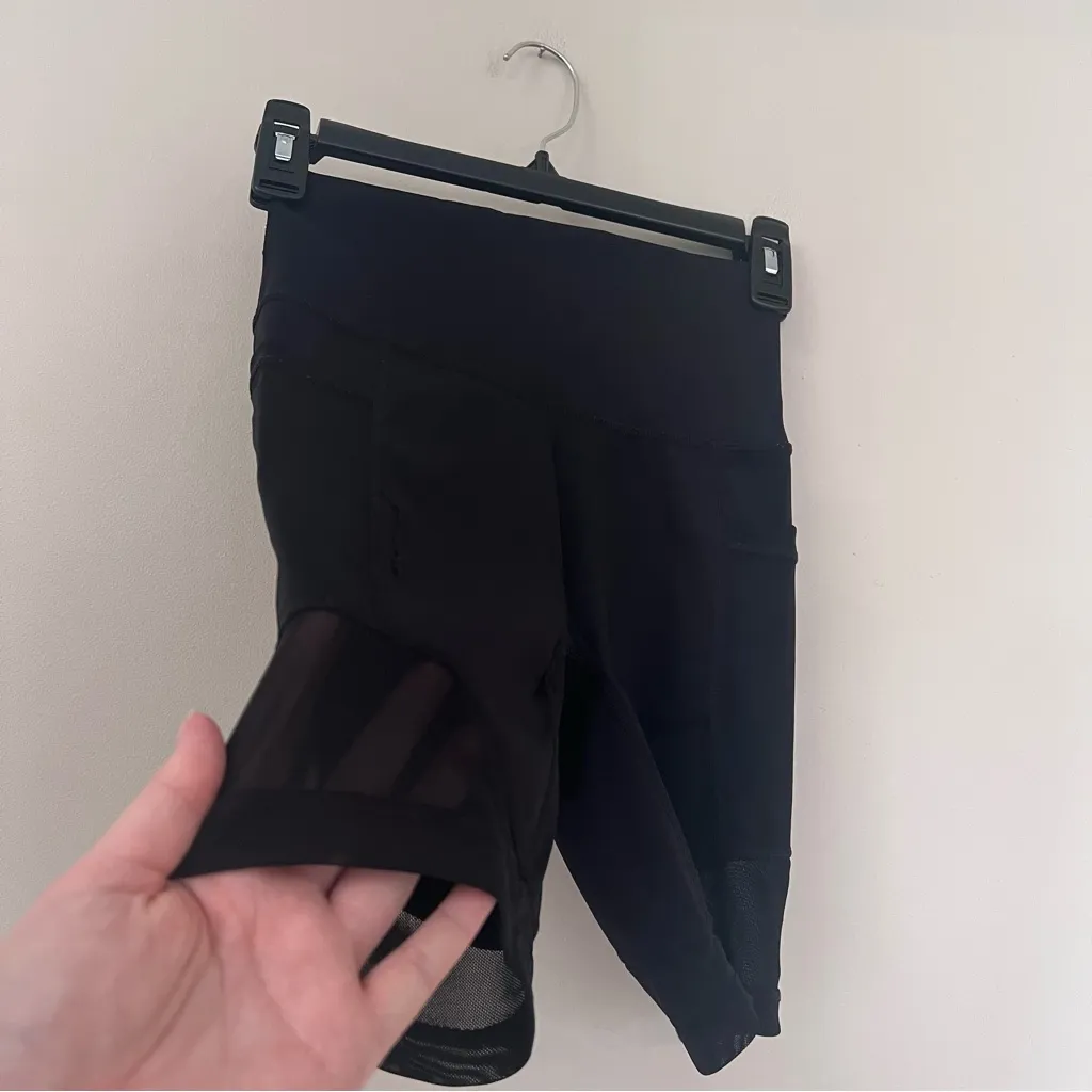 Aerie Black Biker Shorts with Mesh Detailing - Image 2