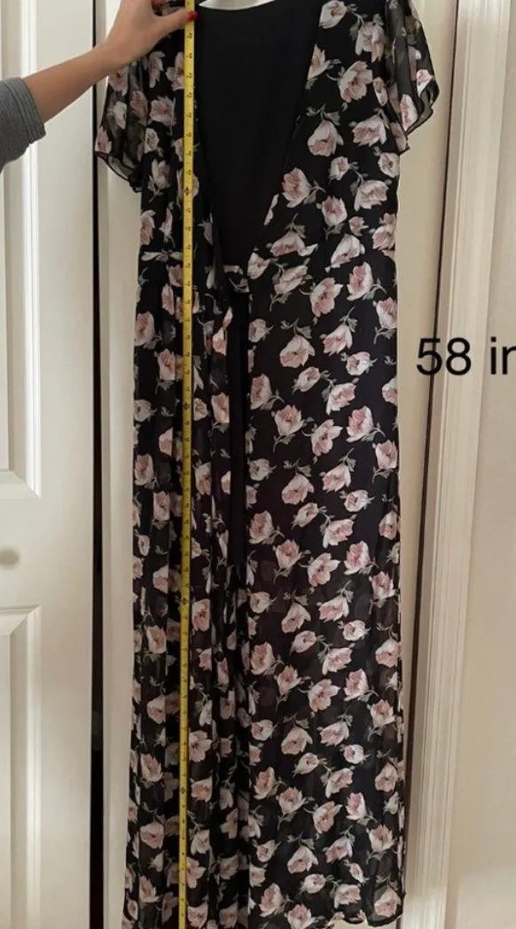 Floral Maxi Dress Wrap Style Flutter Sleeves Multi Size M - Image 9