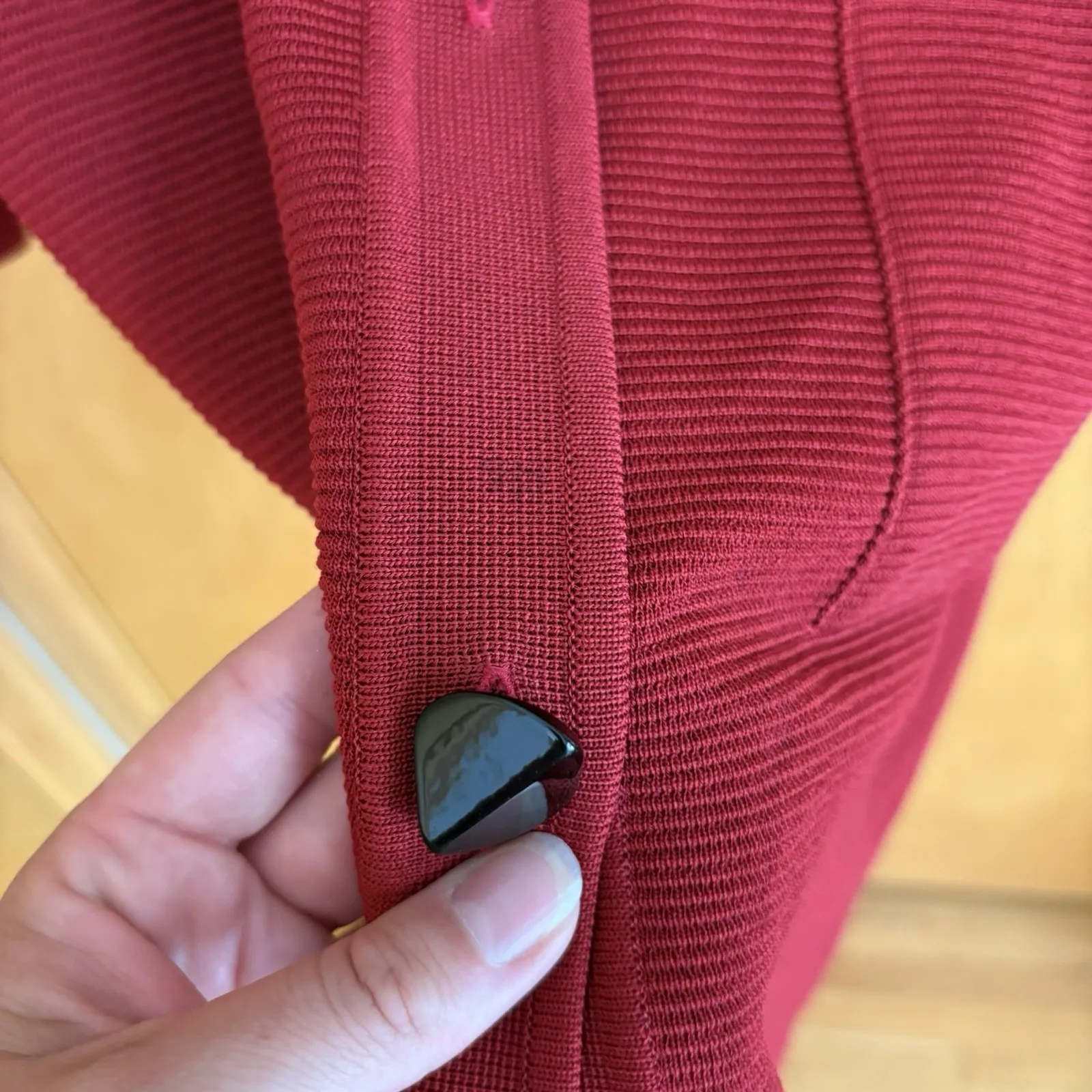 EXCLUSIVELY MISOOK Berry Raspberry Ribbed Knit Long Cardigan Sweater Coatigan XS - Image 4