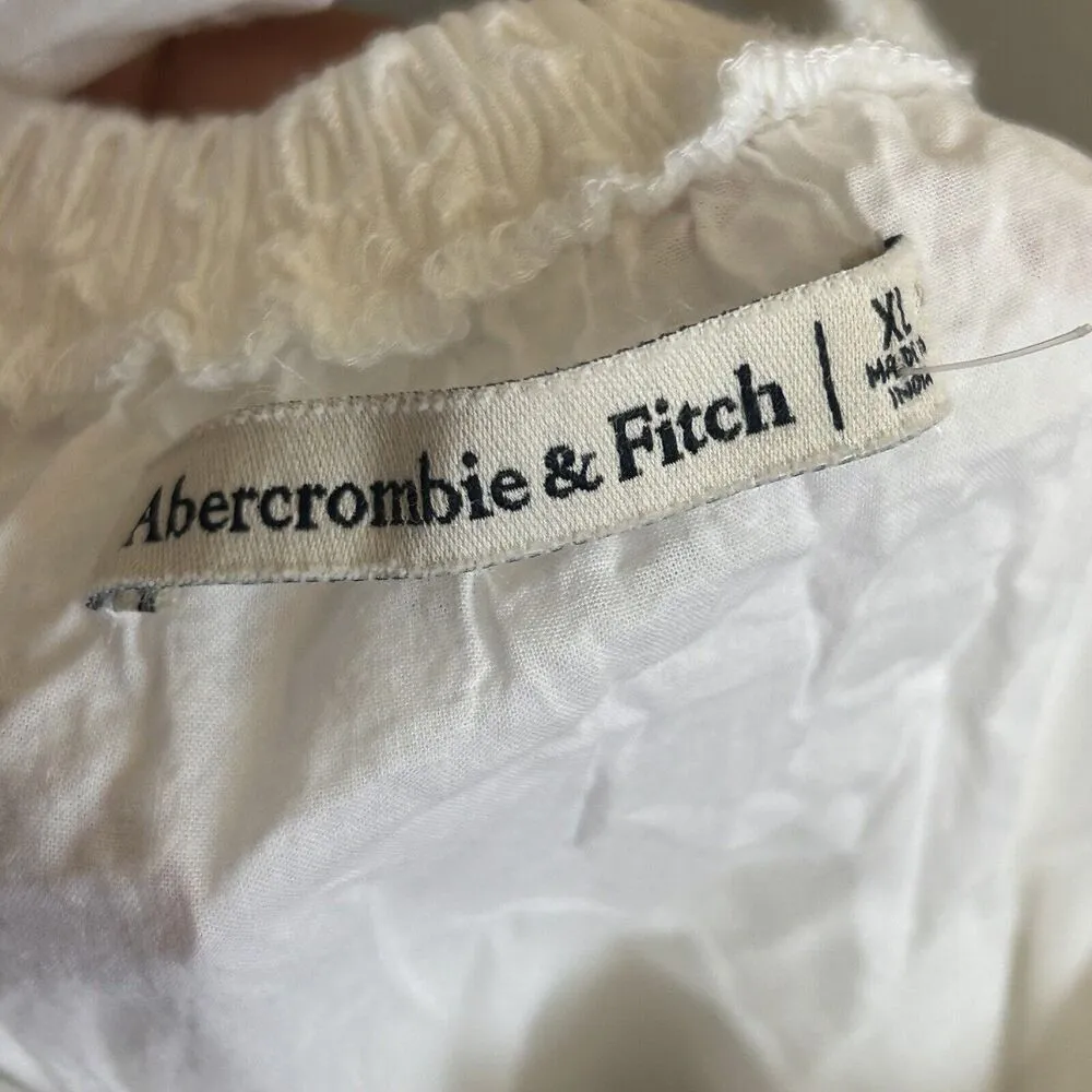 Abercrombie & Fitch Midi Dress Womens XL White Tiered Eyelet Boho Cottagecore - Image 8