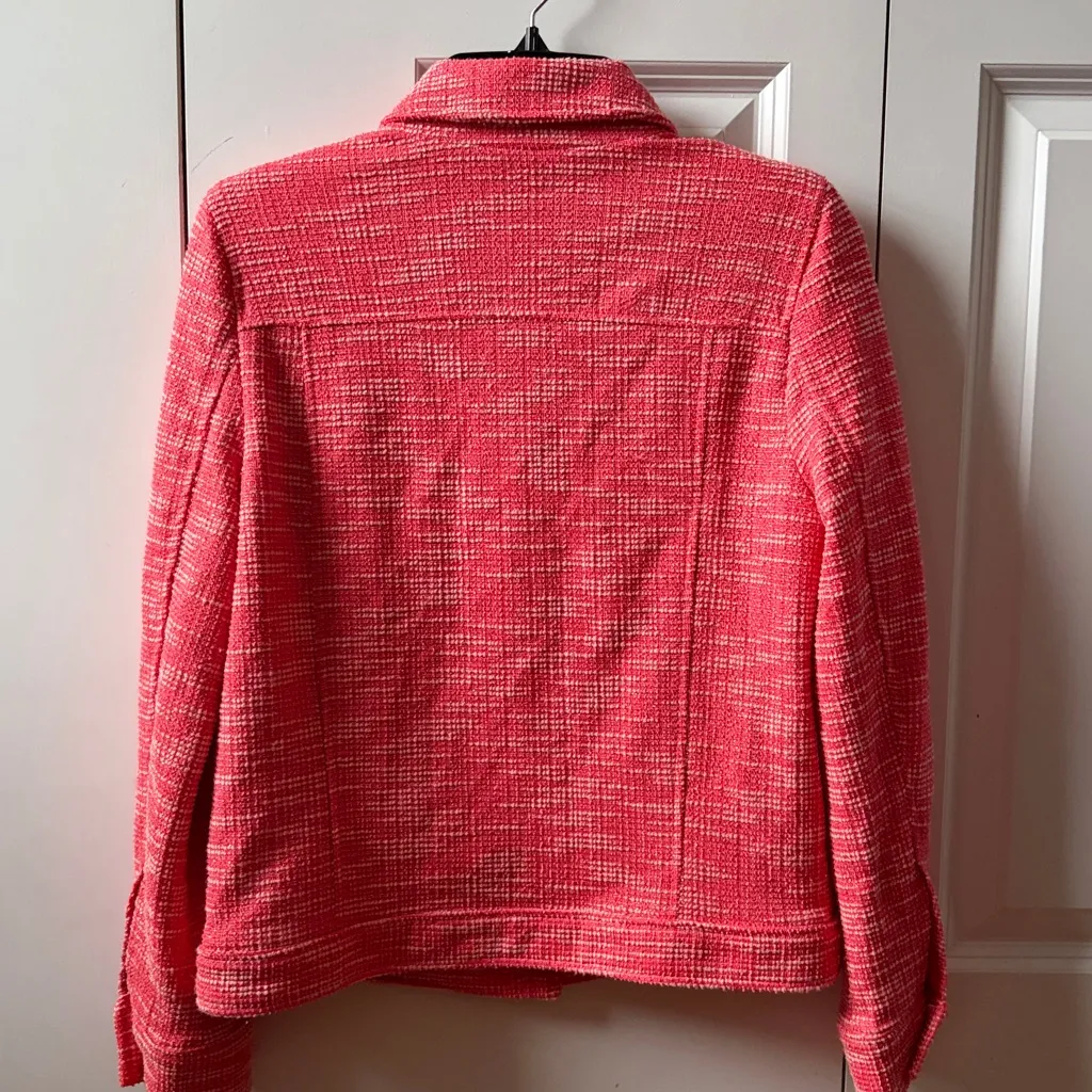 Jaclyn Smith Stretch knit tweed coral jacket Size XS - Image 3