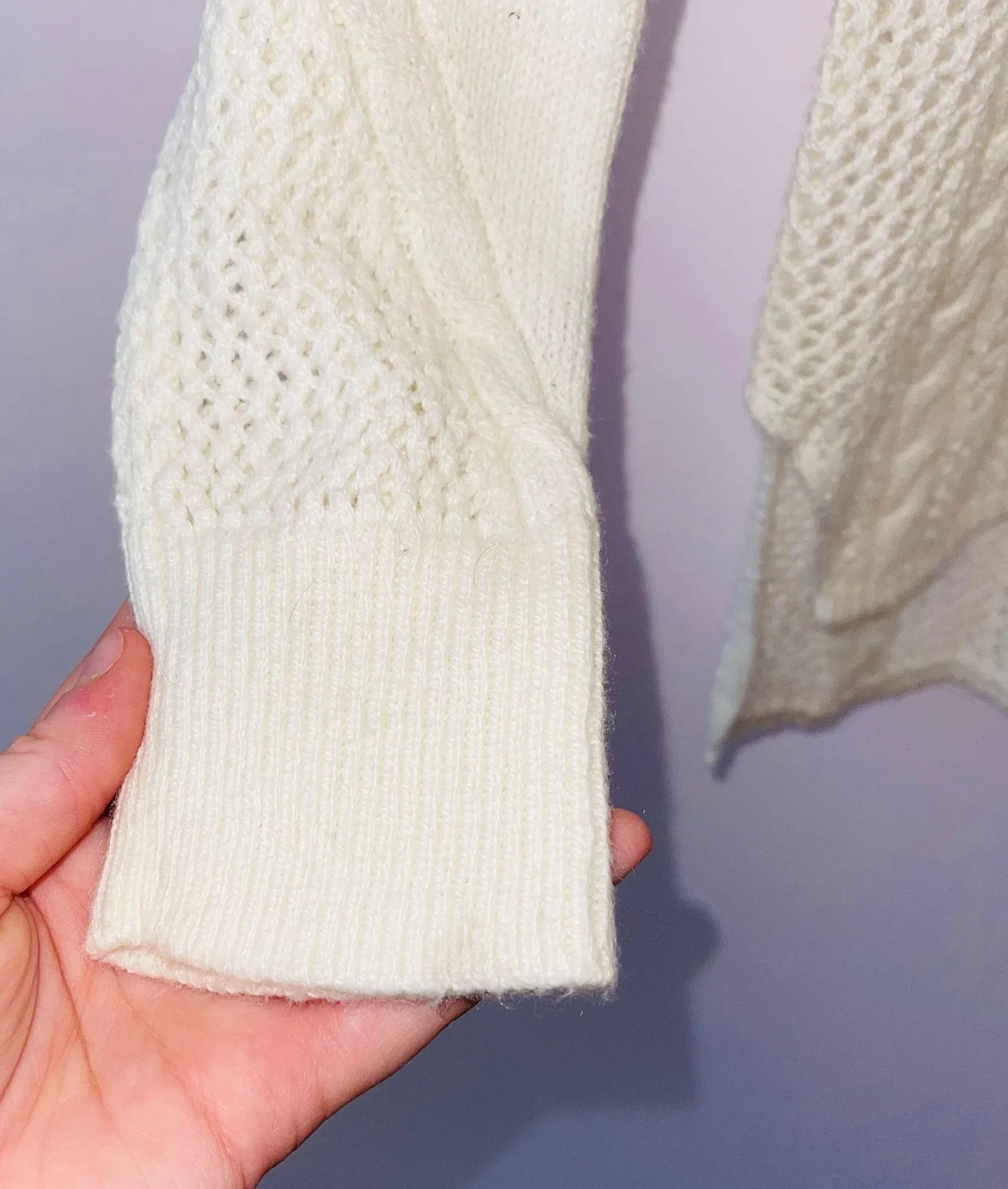 American Eagle Cream Open Knit Sweater - Image 7