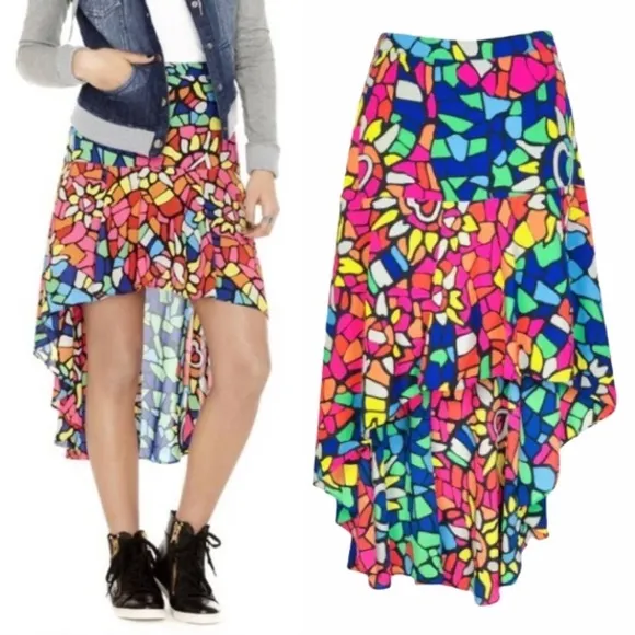 L’Amour NANETTE LEPORE Faith Mosaic Hi-Lo Skirt XS - Image 2