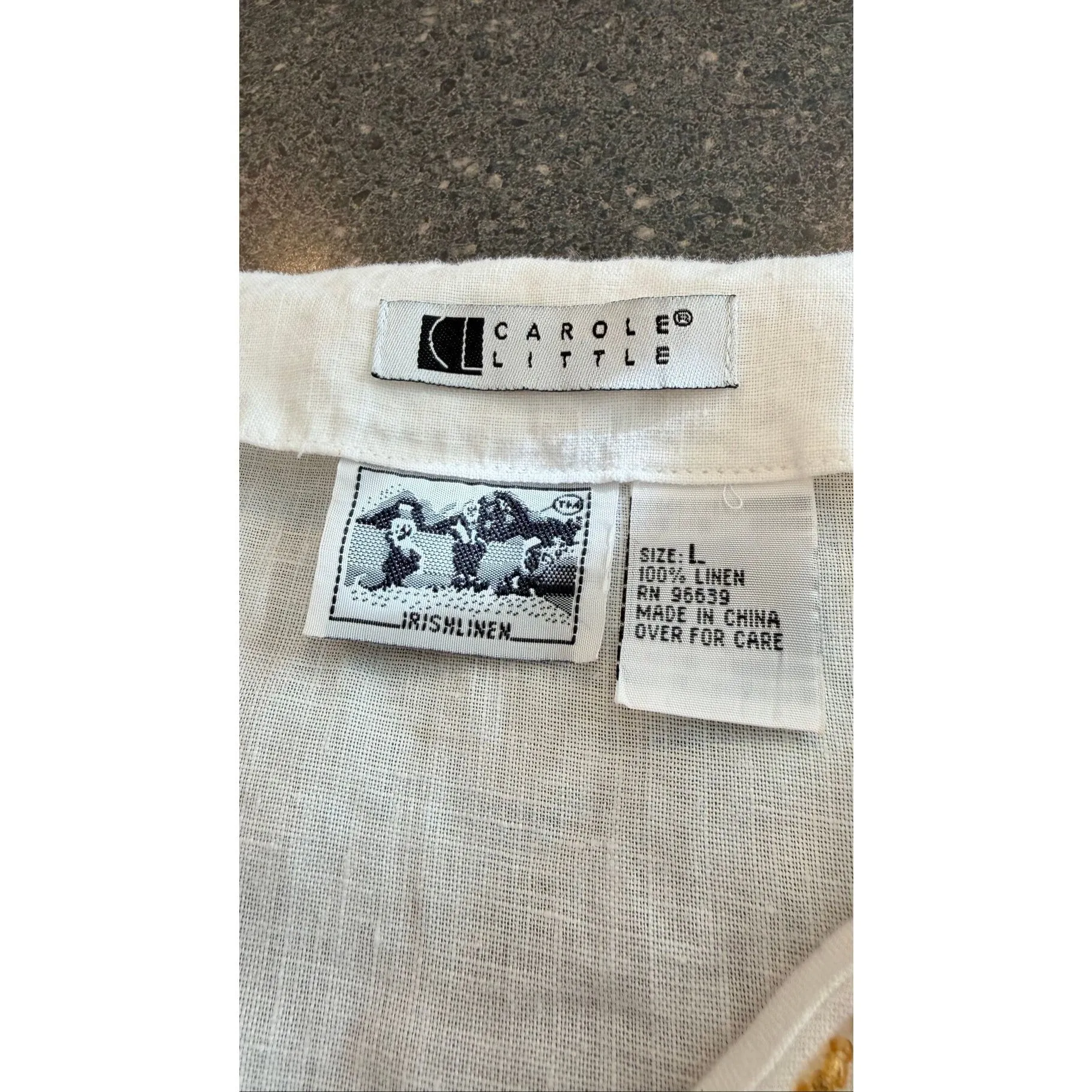Carole Little Irish Linen Blouse size L White Size L - Image 6