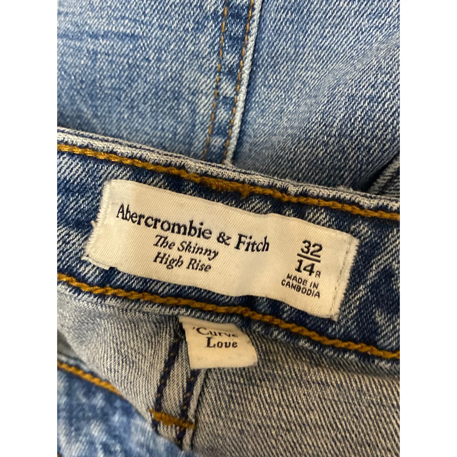 Abercrombie & Fitch High Waisted Distressed Skinny Leg Denim Jeans Pants Size 32 - Image 3