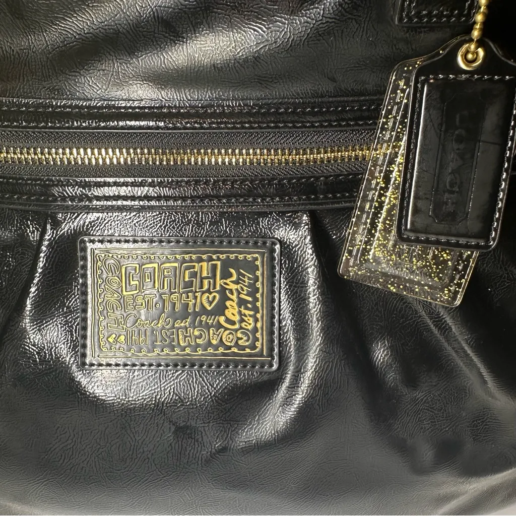 Coach Black Poppy Daisy Liquid Gloss Shoulder Bag - Image 3