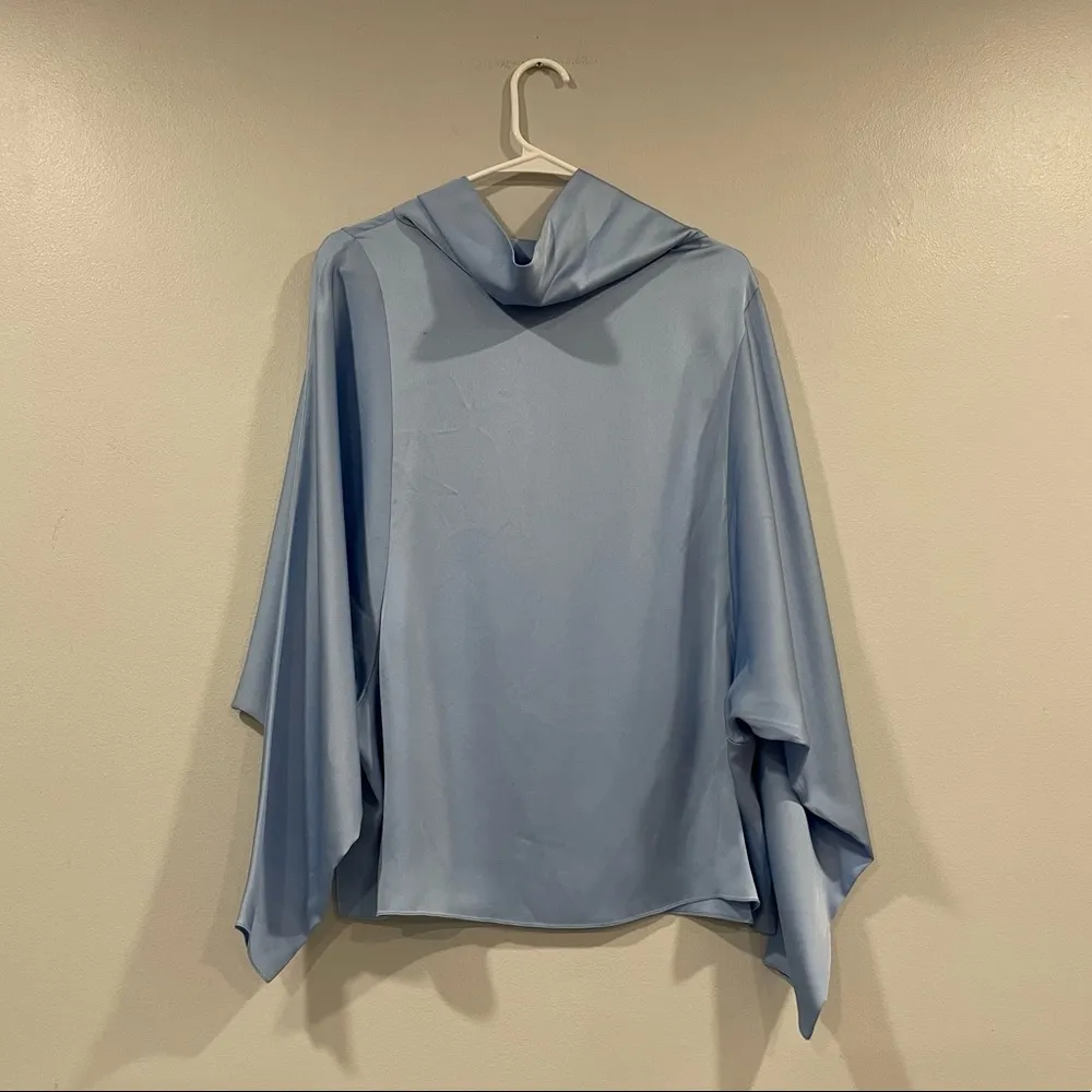 The Row Iona Long Sleeve Silk Top Light Blue XS - Image 5