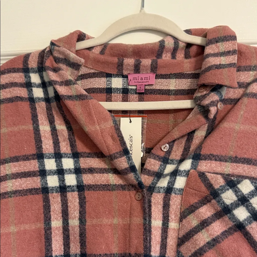 Miami Pink and Cream Plaid Shirt - Image 2
