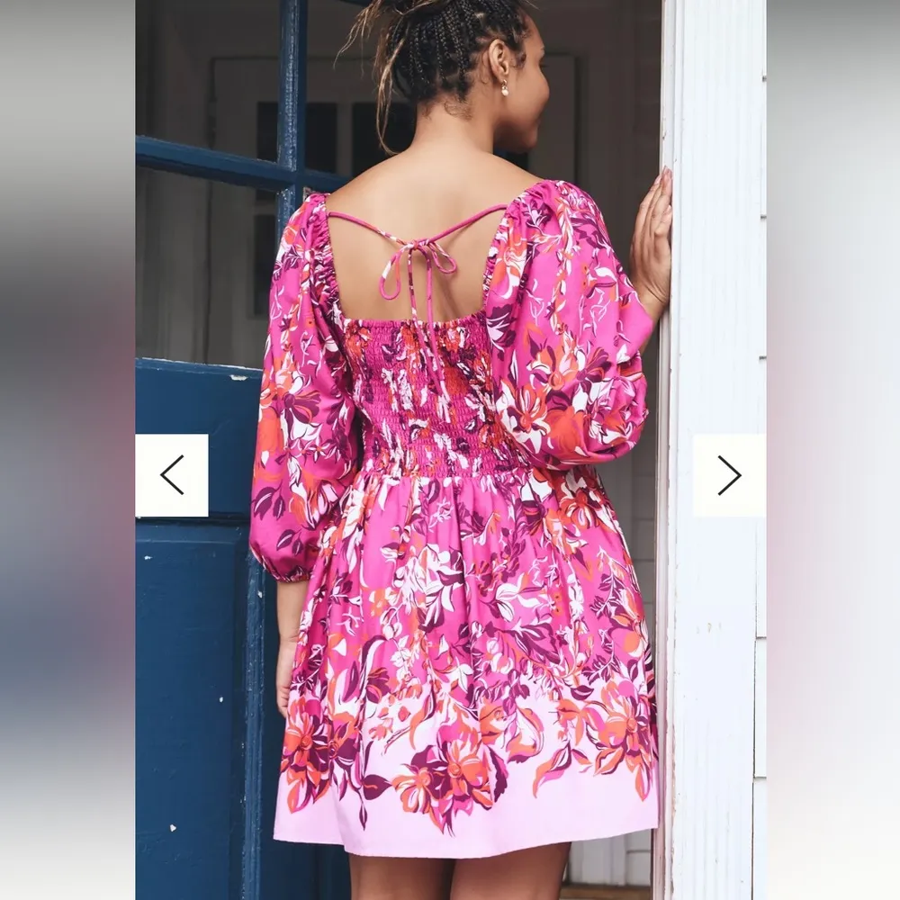 NWT By Anthropologie Alexandra Farmer Smocked Flannel Dress XS petite - Image 6