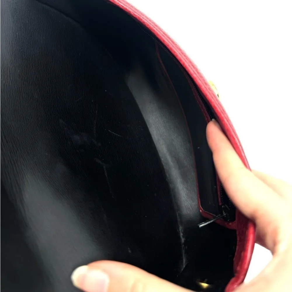 Christian Dior Vintage Bobby Saddle Red Leather Crossbody Shoulder Bag - Image 13