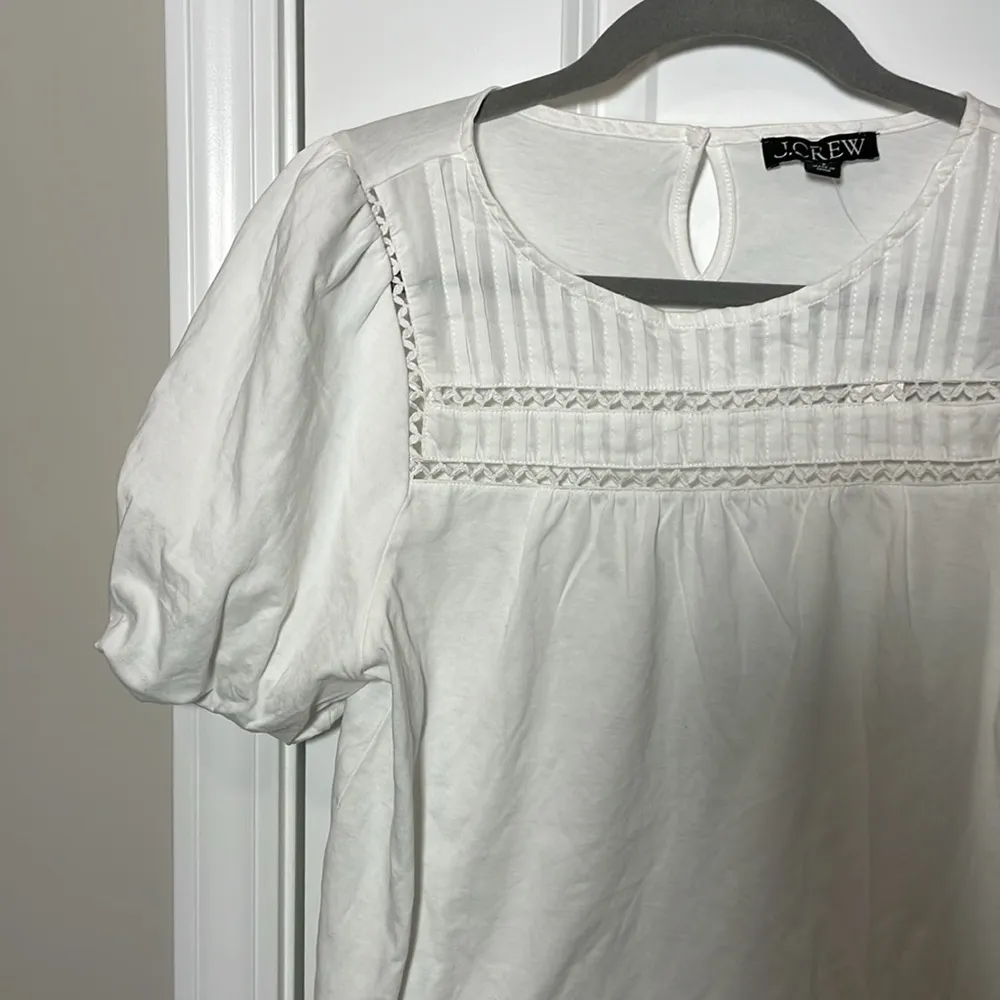 J. Crew Lace-trim puff-sleeve T-shirt in white nwt - Image 3