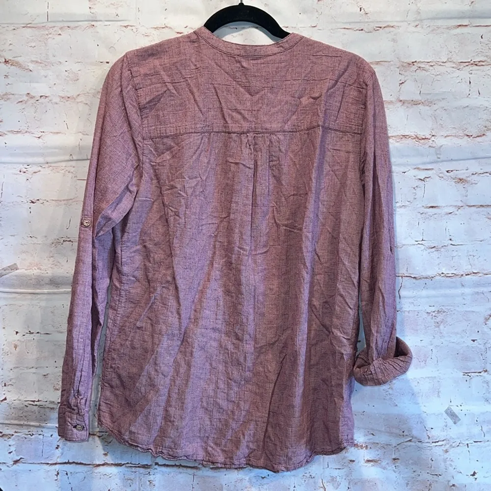 Purnell Shirt Womens Medium Red White Houndstooth Long Sleeve Button Front - Image 5