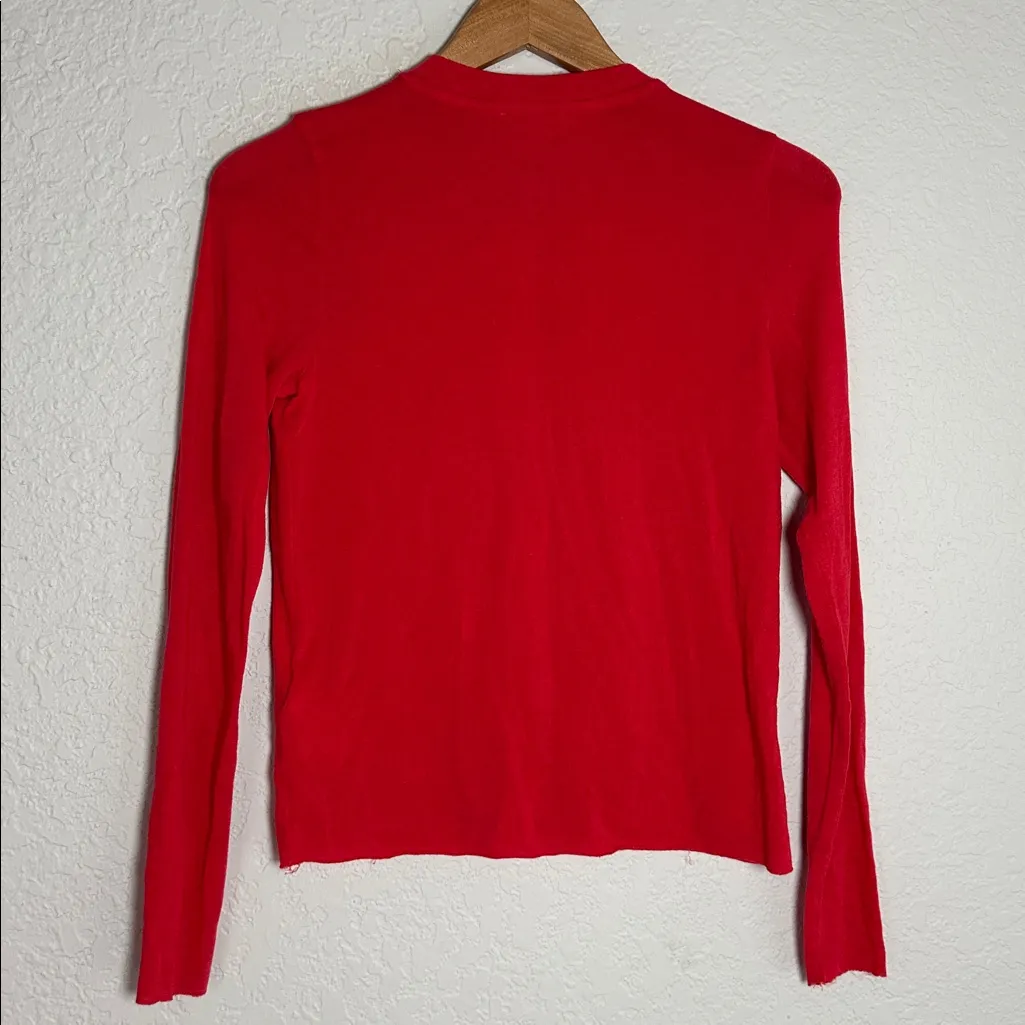 Madewell Wool Blend Crew Neck Cardigan Cherry Red Small Preppy Twee Lightweight - Image 9