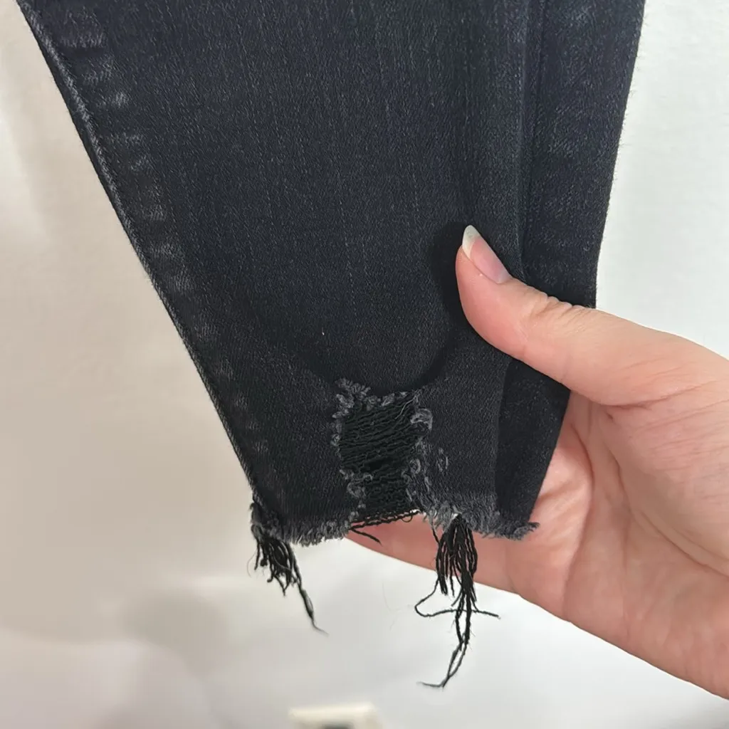 American Eagle The Dream Jean Curvy Super Hi-rise Black Distressed Jeggings sz 0 - Image 9