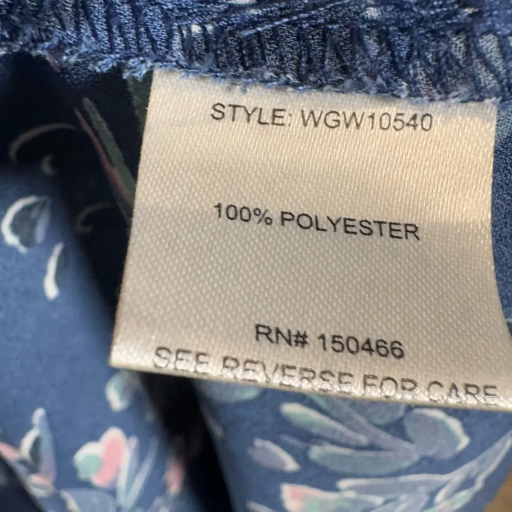 41 Hawthorne blue floral print tie sleeve keyhole blouse top size XL - Image 9