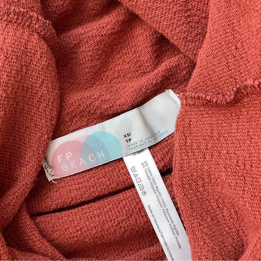 Free People Sweater Beach Cowl Neck Crop Orange (xs) pullover oversized boho - Image 3