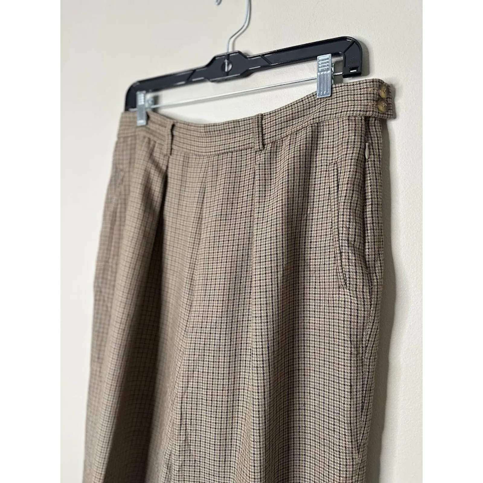 Vintage Casual Corner Pants 14 Houndstooth Plaid Preppy Academia Old Money Wool Brown - Image 2