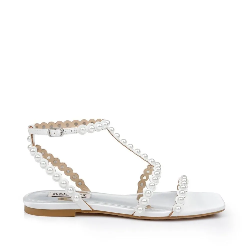 Badgley Mischka Cami Pearled Gladiator Flat Sandal - Image 11