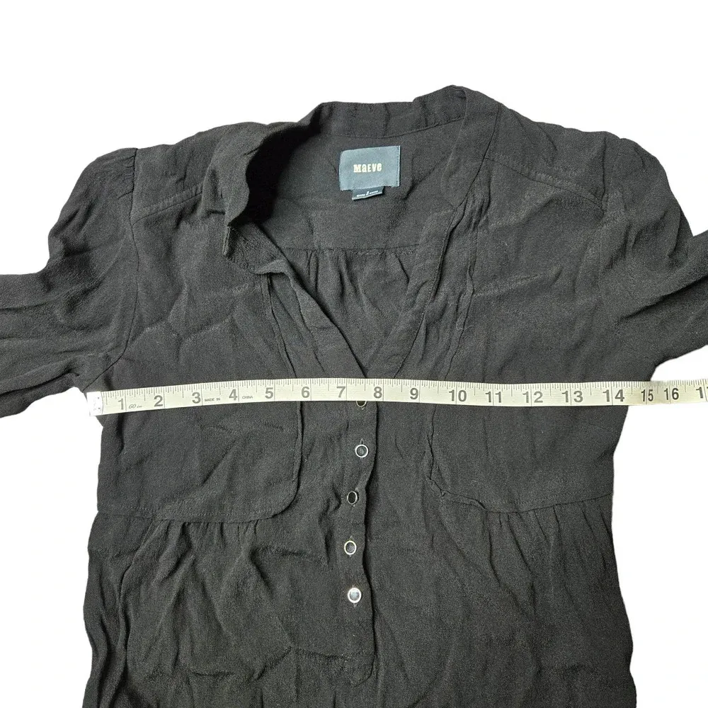 Anthropologie Maeve Black Taryn Crepe 3/4 Sleeve Shift Dress - Image 3