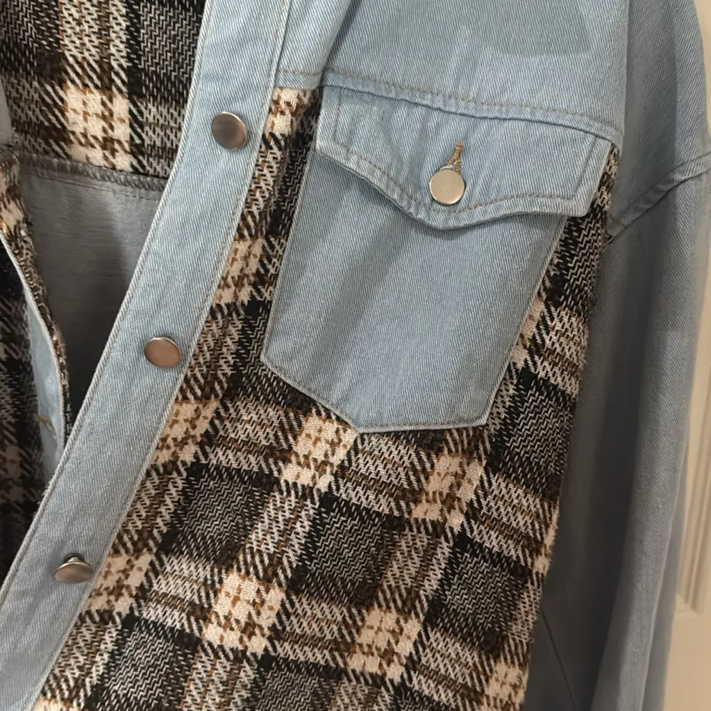 Plaid and Denim Button - Image 3