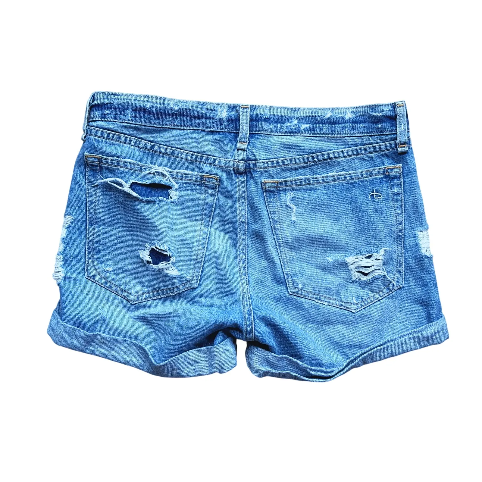 Rag & Bone Y2K Distressed Jean Shorts Size 24 Rebel Blue Denim Casual Summer - Image 2