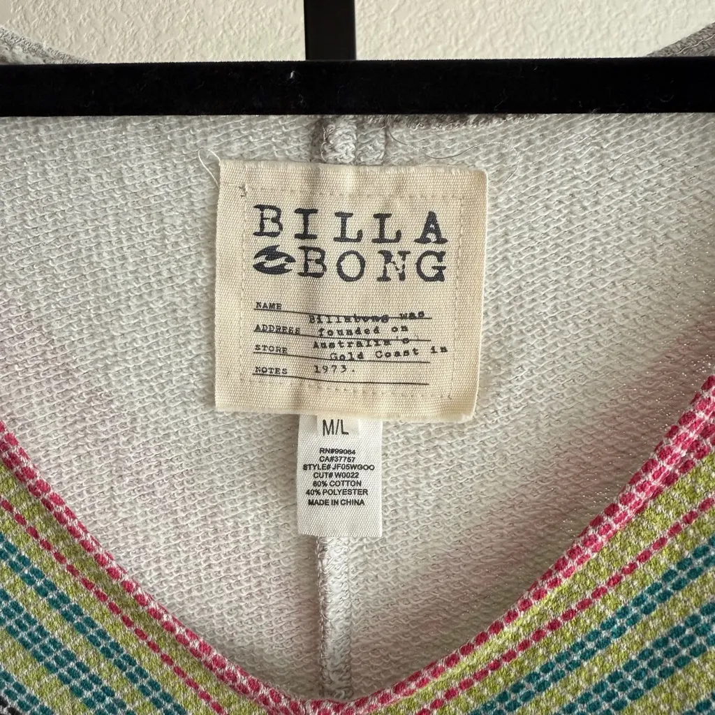 Billabong Multicolor Striped Poncho Boho Boho Oversized Stripe Fringe Pullover - Image 3