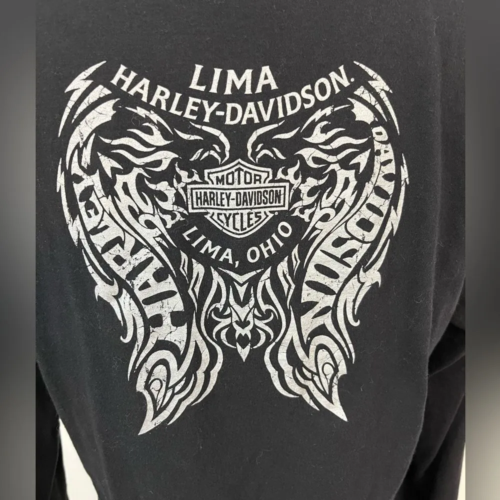 ❄️Harley Davidson Rhinestone Embellished Long Sleeve Tee Black Size XL - Image 5