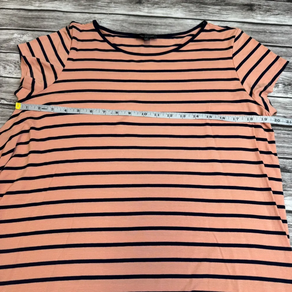 The Limited Women's Asymmetrical Hem Stripe T Tee Shirt Peach Black L LG Large - Image 8