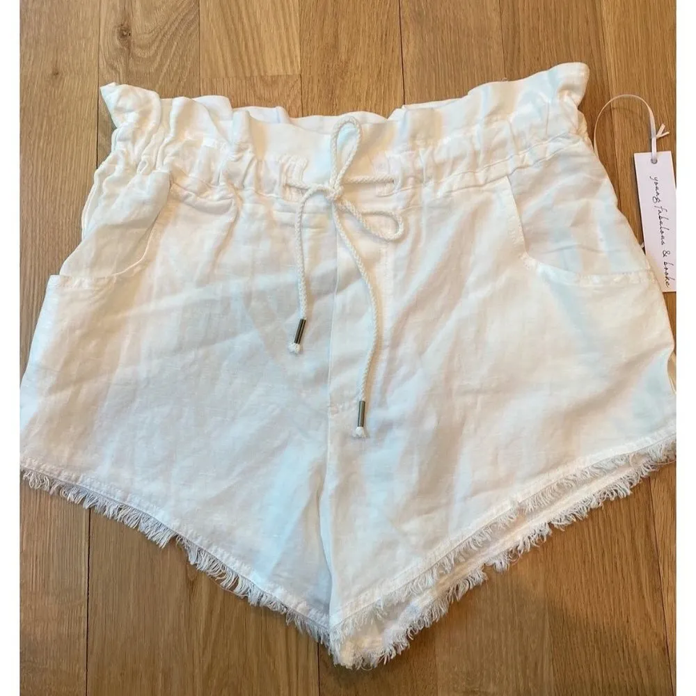 Young Fabulous and Broke Linen Blend Shorts High Rise Paper Bag Medium NWT - Image 2