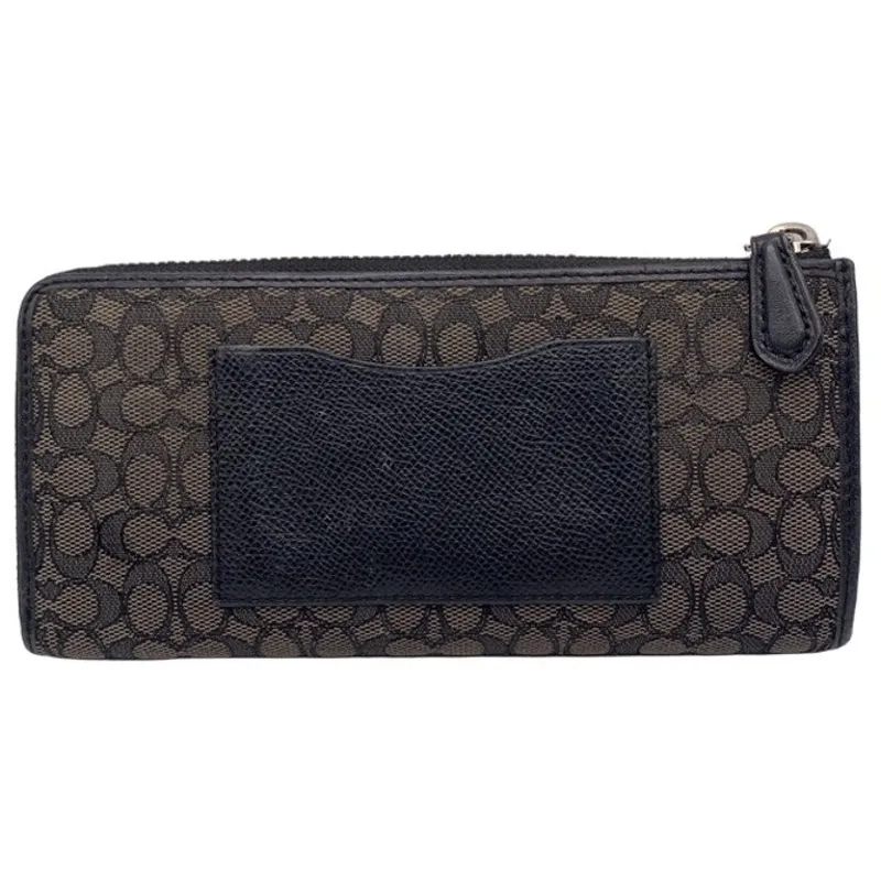 COACH Black Gray Canvas SLIM ZIP WALLET IN SIGNATURE - Image 2
