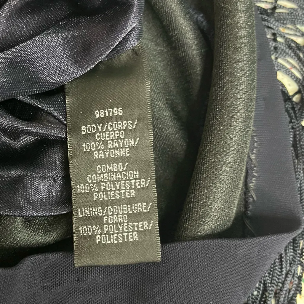 David Meister Fringe Cocktail Dress Women’s Size 2 Navy Blue Gatsby 1920s Party - Image 8