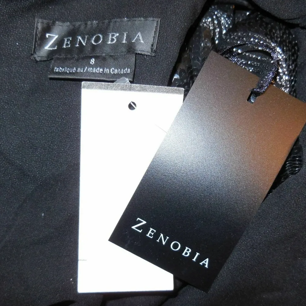 Zenobia Black Sequin Silk Cocktail Evening Tie Back Top 8 - Image 3