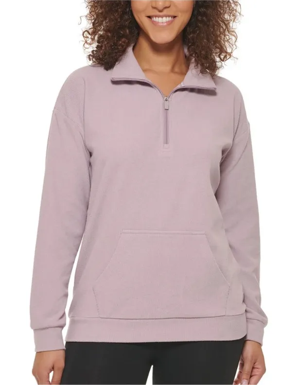 Marc New York Plus Ribbed Quarter Zip Pullover Pockets Purple XXL 2X - Image 1