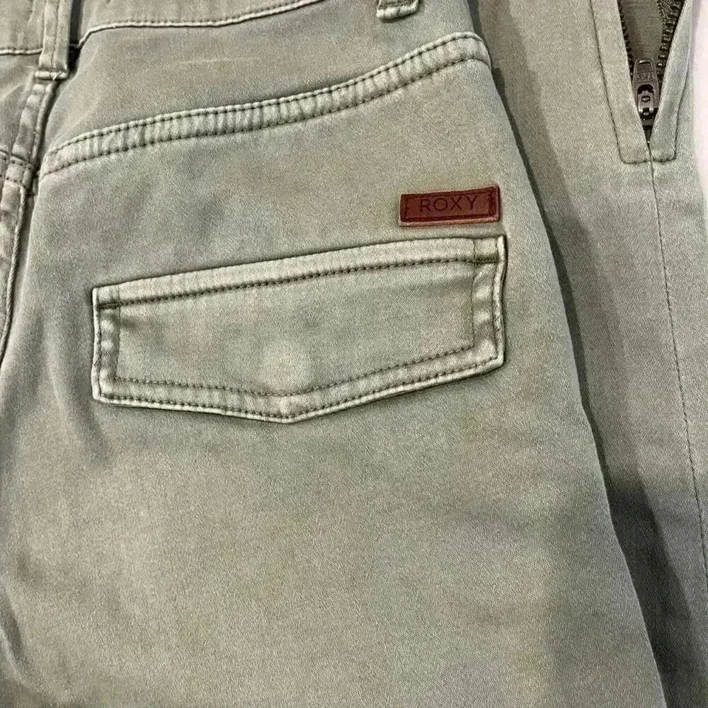 Roxy Cargo City Pants Army Green Zipper Ankles Womens 24 Utility Casual Slim Fit - Image 7