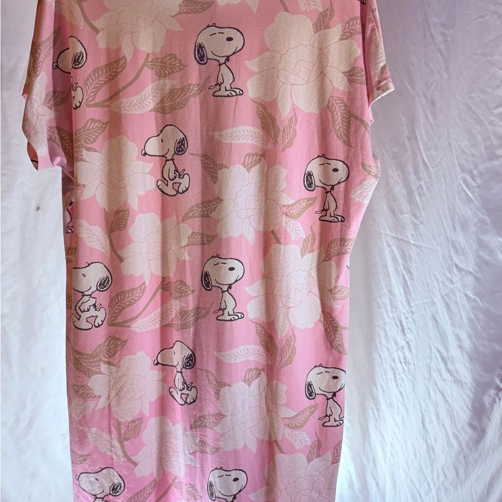 Munki Munki Pink Peanuts Sleep T-Shirt Snoopy Size Large Cozy Cotton - Image 6