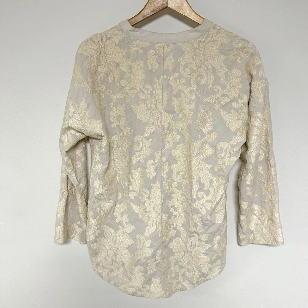 Sundance Gold Embellished Blouse Size M - Image 6