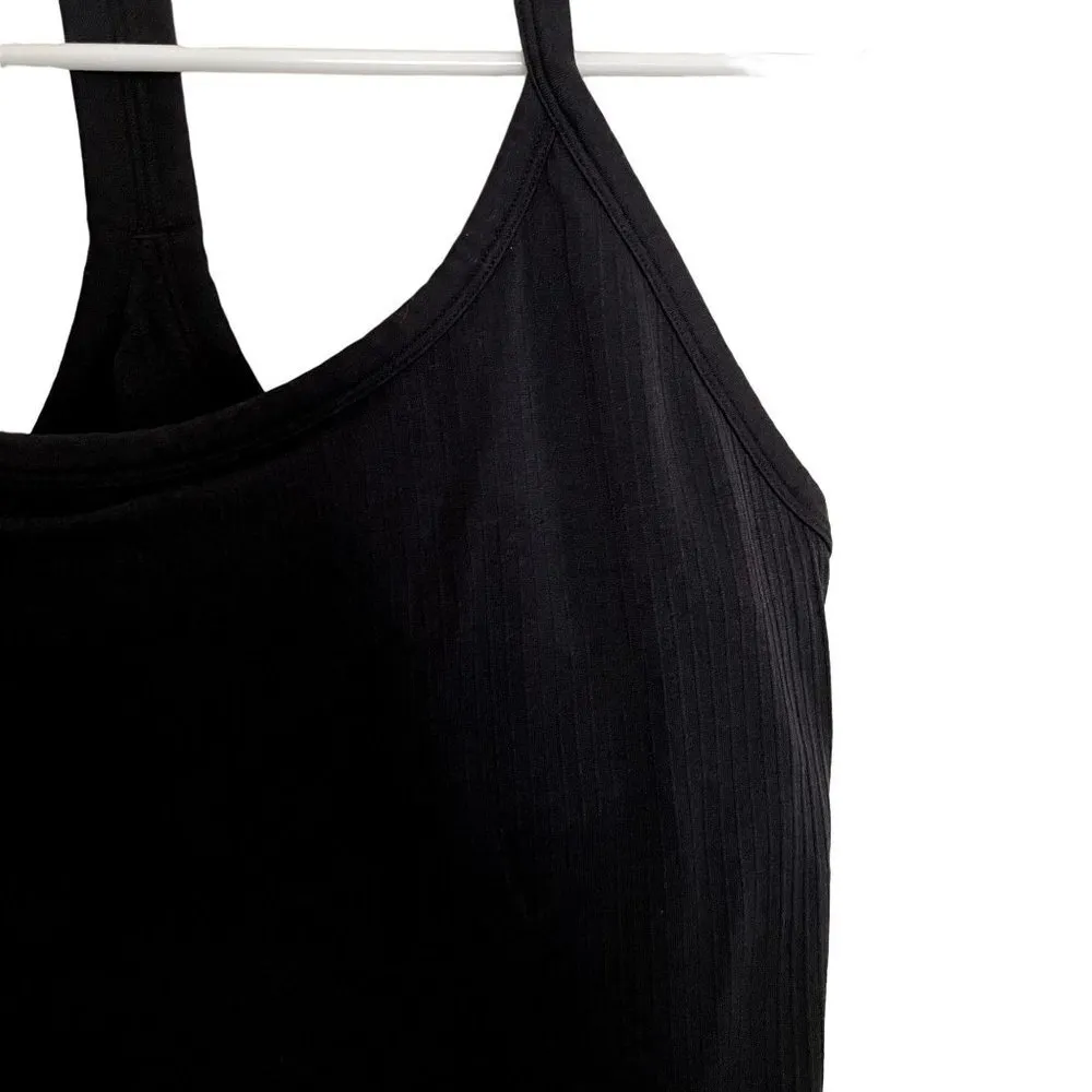 Activewear athleisure black racerback tank top built in bra comfortable classic - Image 2