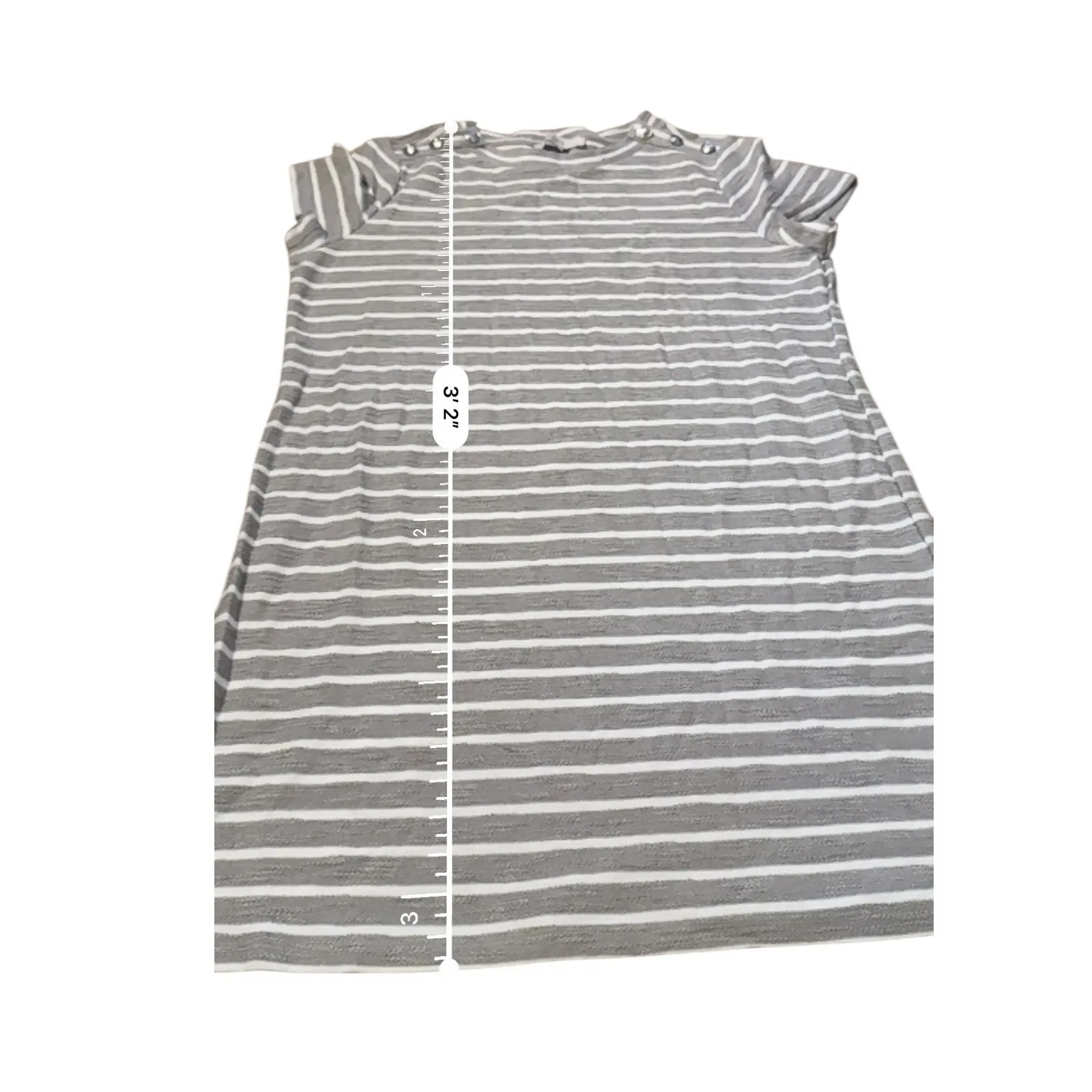 LOFT NWT Striped T-Shirt Dress Size XL Gray White Short Sleeve Casual Soft Knit - Image 6