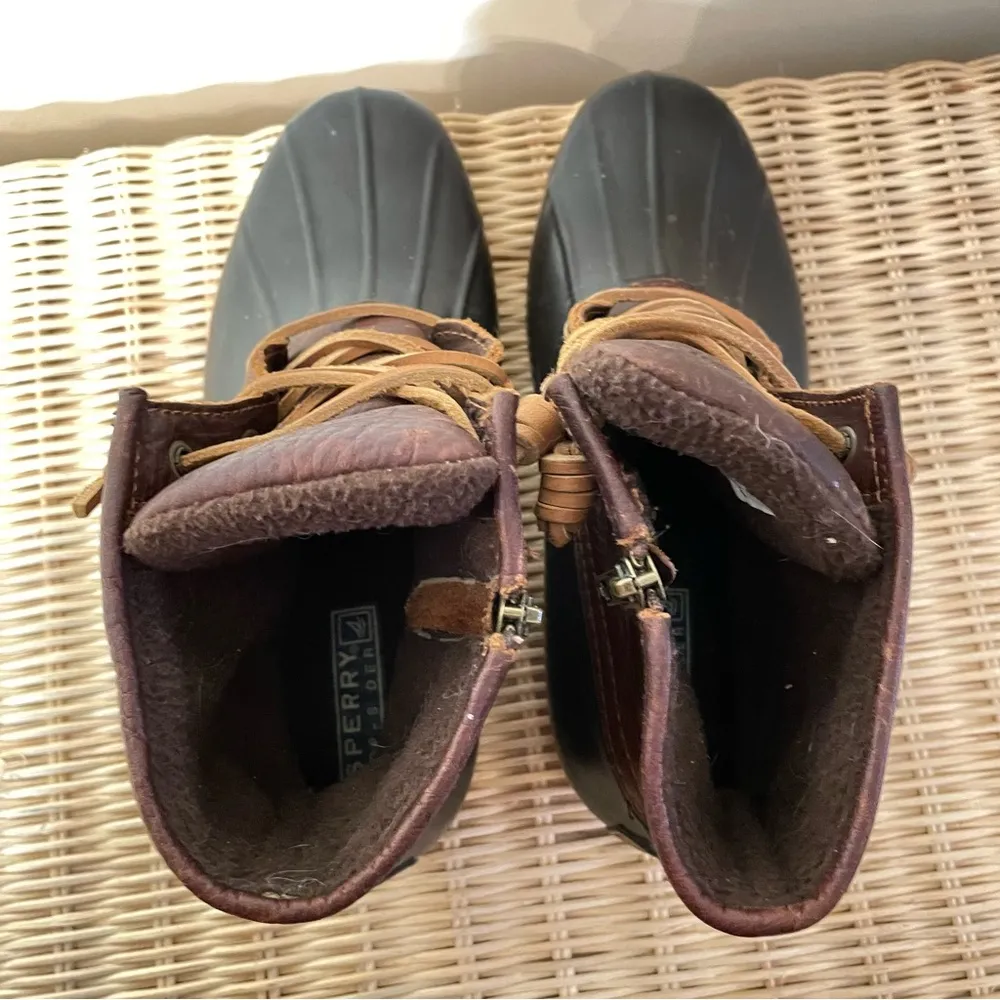 Sperry Saltwater Waterproof Duck Rain Boots Brown Leather size 8 women’s - Image 8