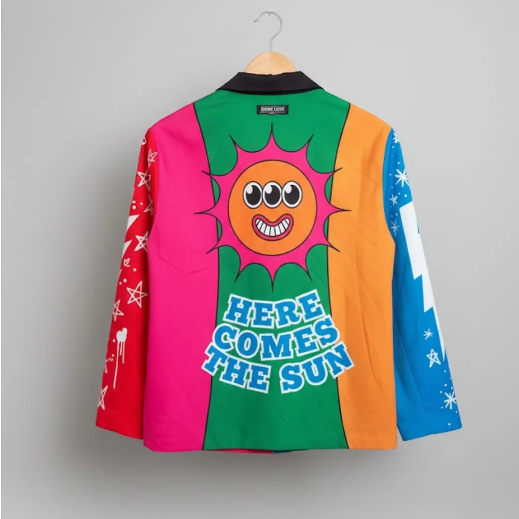 Denim Love Pop Art Patchwork Moto Jacket S (Fits M) Blue - Image 2