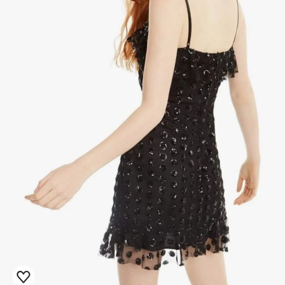 Rowa Emma Black Sequins Ruffle Top Mini Dress SZ S - Image 2